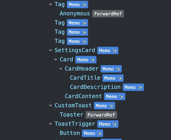 React Developer Tools component tree view